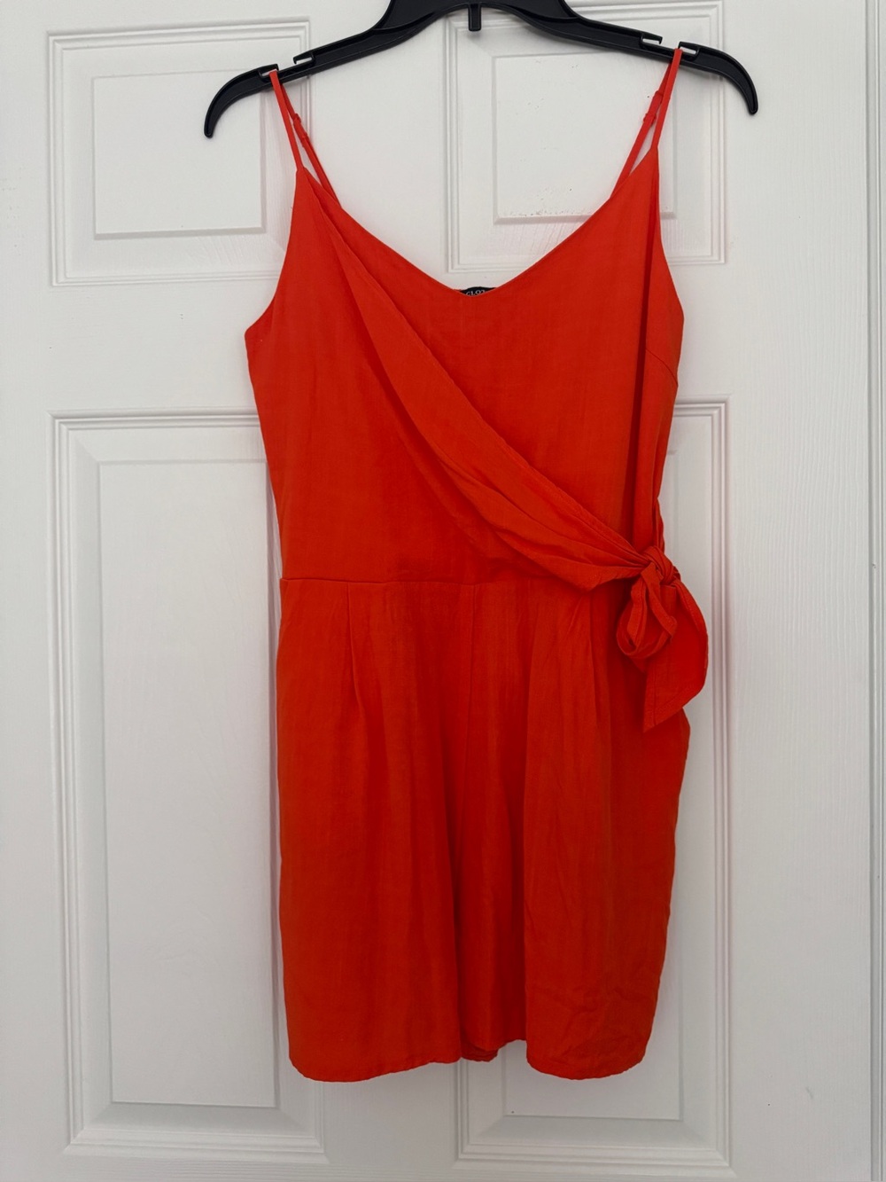 Women's Orange Wrap-Front Romper